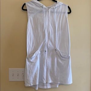 White Terry hooded cover up with pockets